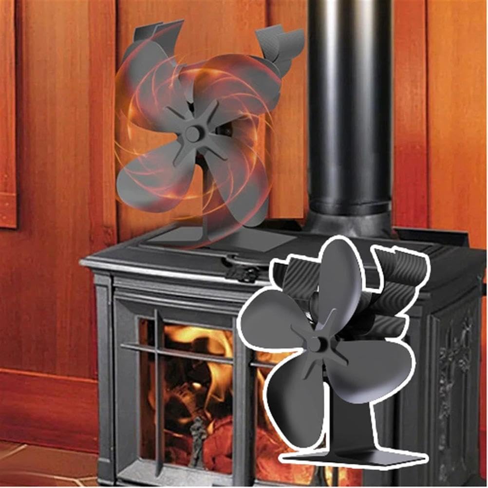 Wärmebetriebener Holzofenventilator, 4 Flügel, Kaminventilator für Heimheizung, leiser Betrieb, Energieeinsparung, kein Strom erforderlich für effiziente Wärmeverteilung