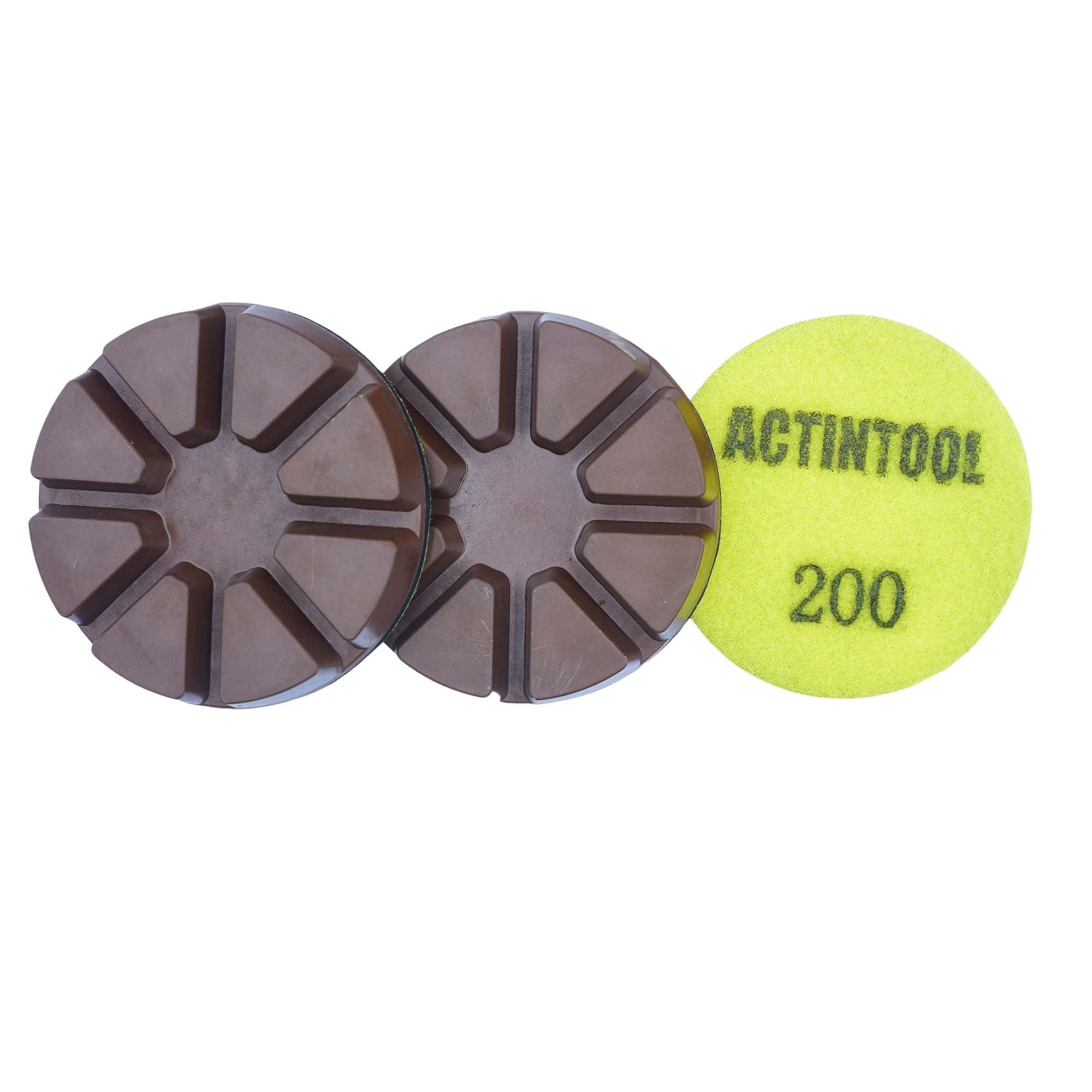 3 inch Copper Bond Grinding Puck for Concrete Terrazo Floor, Set of 3 Grit 200, 3" Copper Transitional Polishing Pad for Ride-On, Walk-Behind Grinder