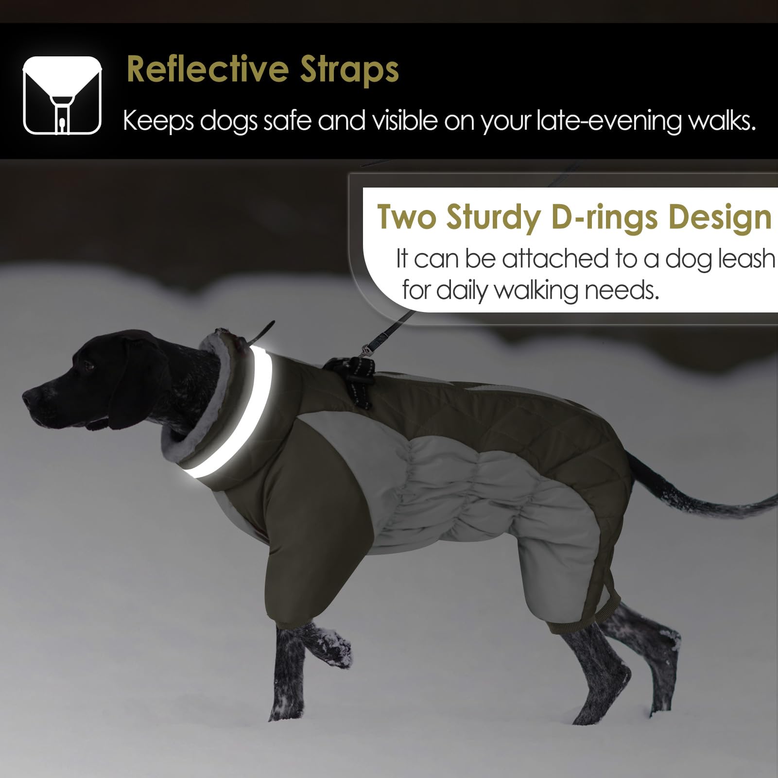 AOFITEE Winteroverall für Hunde - Wasserdichter Hundemantel für Mittelgroße Hunde mit Beinen, Winter Warmer Hundejacke mit Geschirr Gefütterter Hundeoverall, Wintermantel Hund für Boston Terrier, M