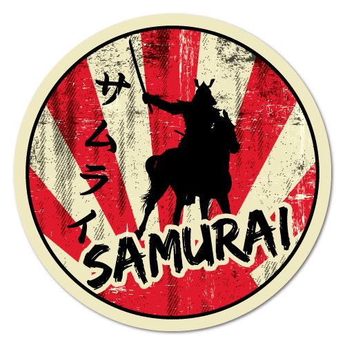 Rising Sun Samurai JDM Sticker Vinyl Decal 4" X 4" - Glossy White For Car & Motorcycle 8 thumbnail image