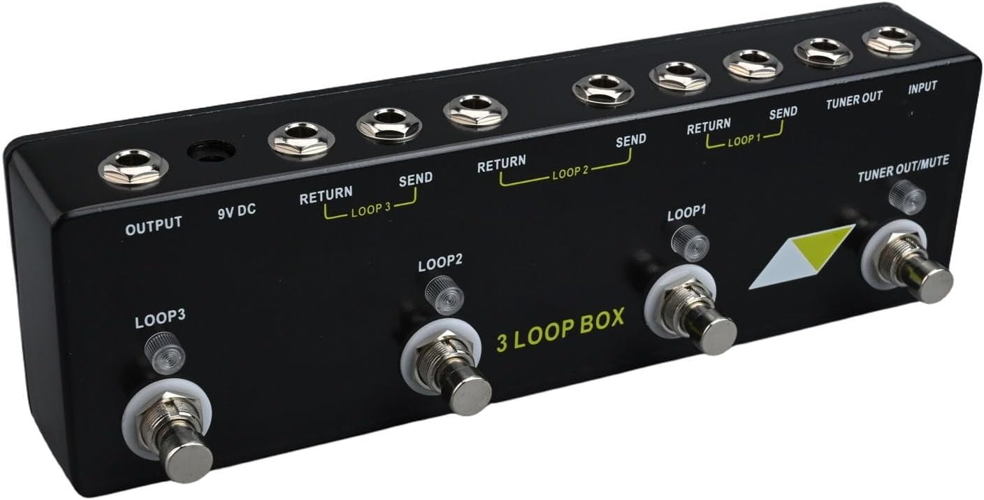 3 Loop Box Guitar Effect Pedal For MOSKYaudio With True Bypass And Tuner Mute, Metal Shell Looper For Guitarists And Bassists, Unlimited Recording Time And Flexible Input Position Black