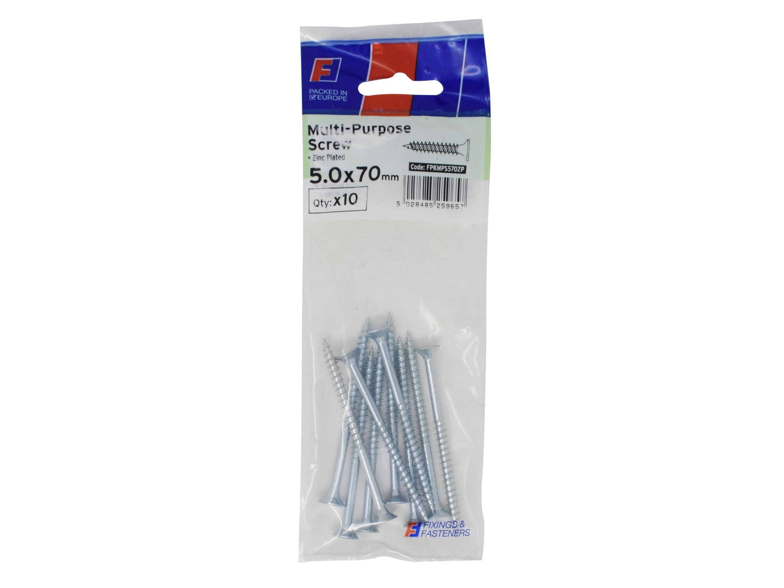 Forgefix Multi-Purpose Pozi Screw Csk St Zp 5.0 X 70Mm Forgepack 10, Used In All Trades Including Joinery, Electrical And Plumbing
