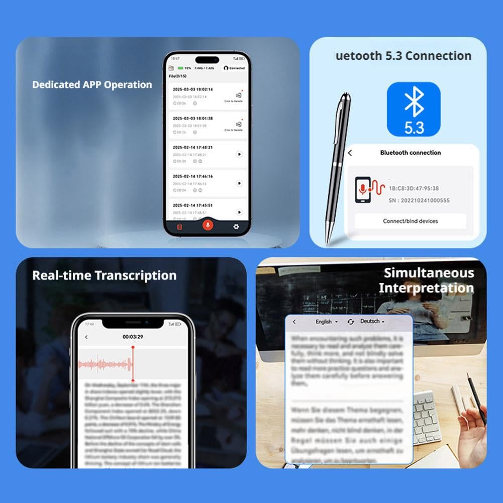 Dyktafon z asystentem AI, nieograniczona transkrybacja, podsumowywanie i działanie, z inteligentną kontrolą aplikacji obsługuje wyświetlanie InstantView w 189 językach, notatki na spotkanie, wywiad