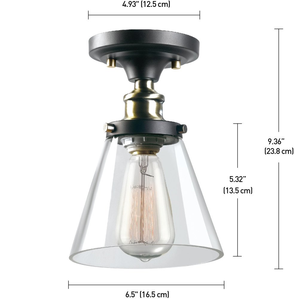 Globe Electric 65380 1Light Flush Mount Ceiling Light, Dark Bronze