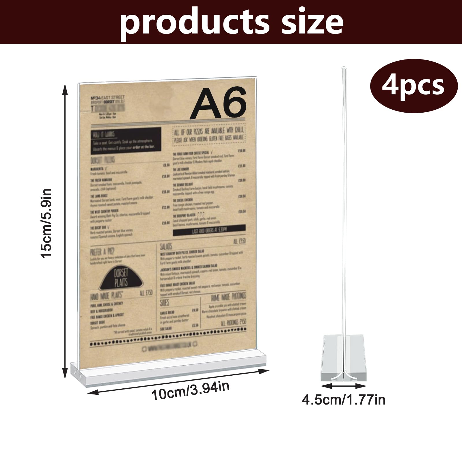 LiuHancsqd 4 Pcs A6 Acrylic Sign Holder A6 Display Stand, A6 Menu Holders, Clear Double Sided A6 Perspex Display Stands - Image 2