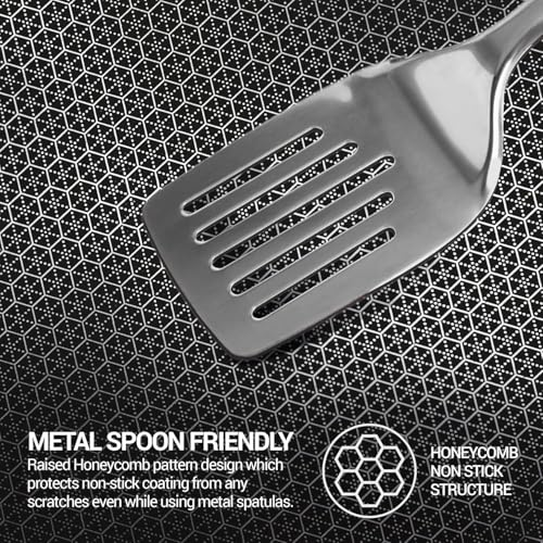 Image of Milton Pro Cook Induction Cookware & Gas Stove Friendly Triply Stainless Steel Honeycomb Mini Kadhai with Glass Lid 16cm | GREBLON C3+ Non Stick Coating | Even Heat | Metal Spoon Friendly |3Y Warranty