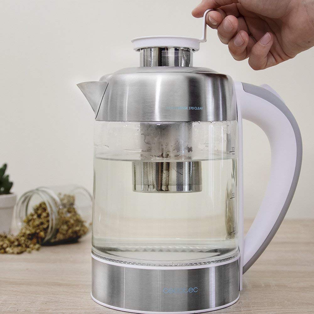 Cecotec ThermoSense 370 Clear Bouilloire Électrique 1.7 L Verre Borosilicate Sans BPA 360º 2200 W