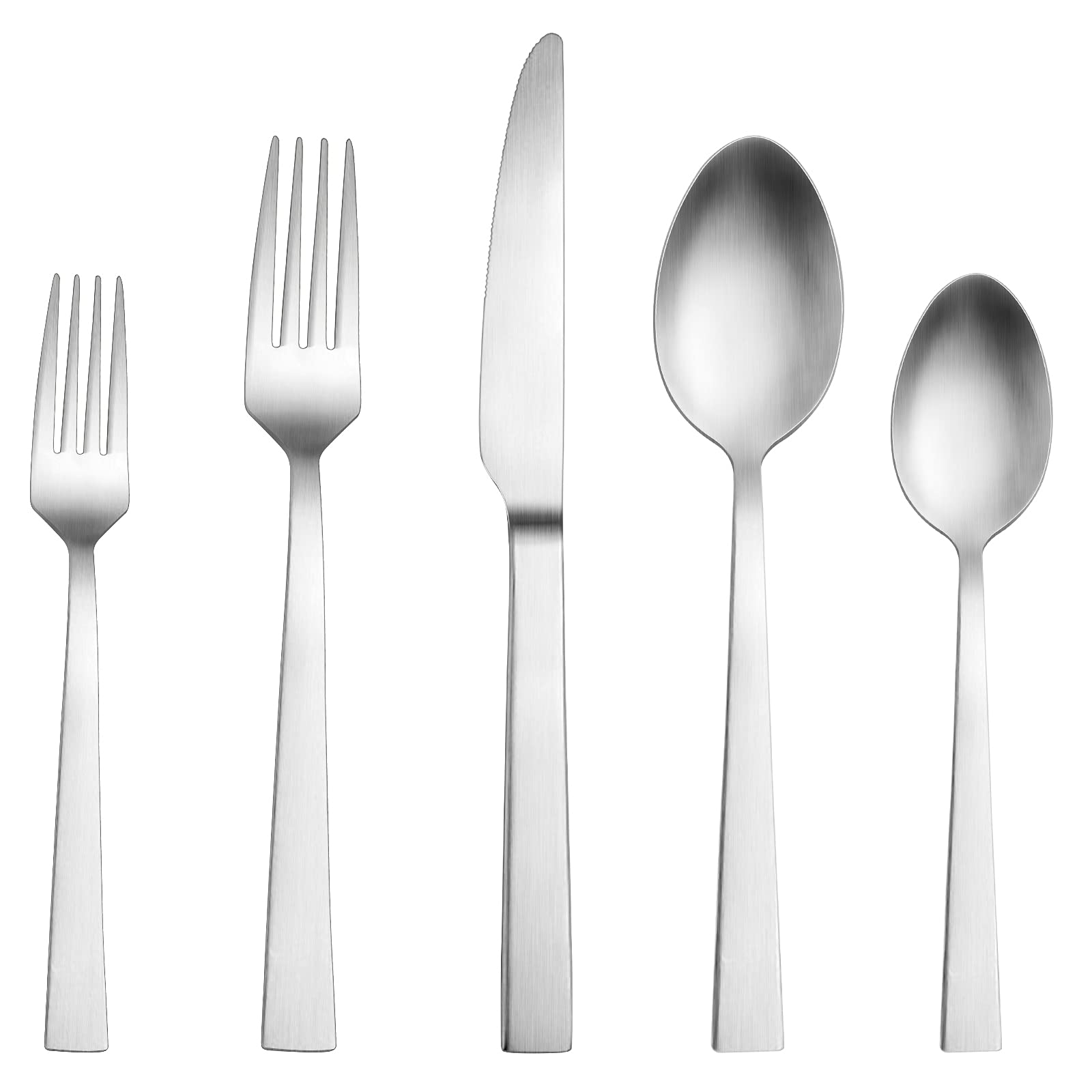 Silverware Set, HaWare 40 Pieces Stainless Steel Square Flatware Cutlery Set for 8, Modern Tableware Eating Utensils for Kitchen, Matte Finish, Dishwasher Safe