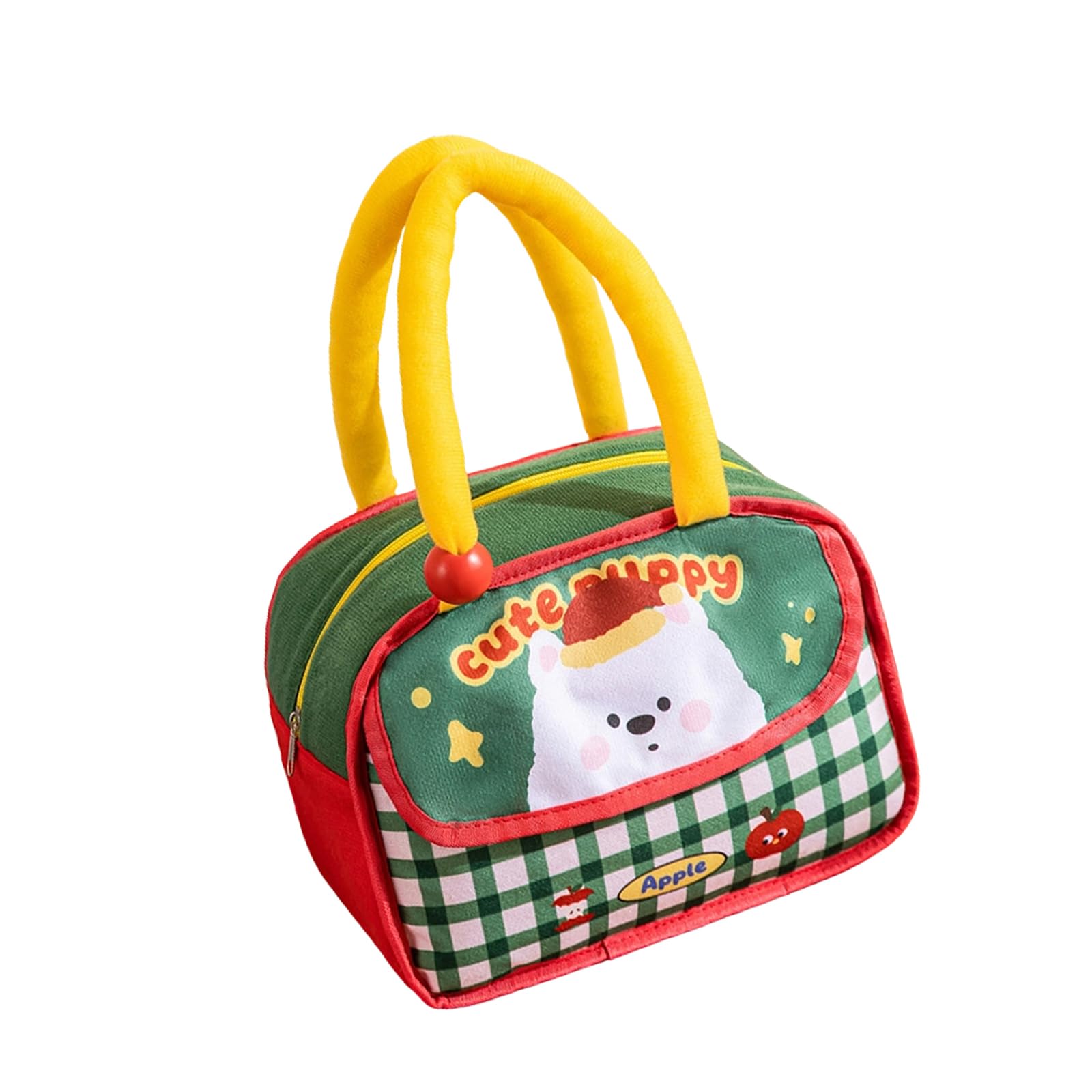 Tsophreniq Multiple Compartment Insulated Lunch Bag for Organized Storage Cartoon Themed Flannel Construction Handy for Snacks Outdoor Lunch Bag