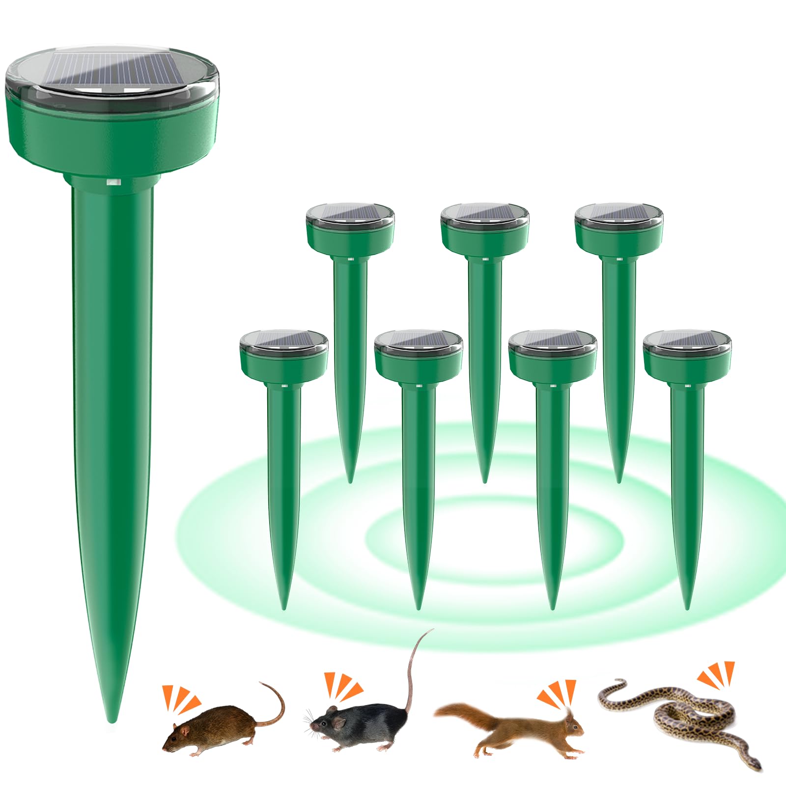 Solar Ultraschall Maulwurfschreck Wasserdicht Outdoor, Sonic Spike Abschreckung für Maulwurf, Wühlmaus, Streifenhörnchen, Gopher, Murmeltiere, Schlange und Nager