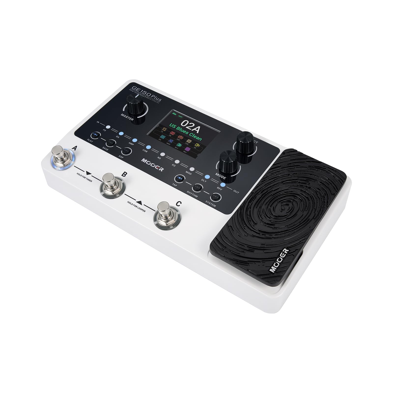 Mooer GE150 Plus Multi Effects Pedal für Gitarre | 55 Amp-Modellen, 170 Effekten, 80-Sekunden-Looper, Expression-Pedal und USB-C-Recording