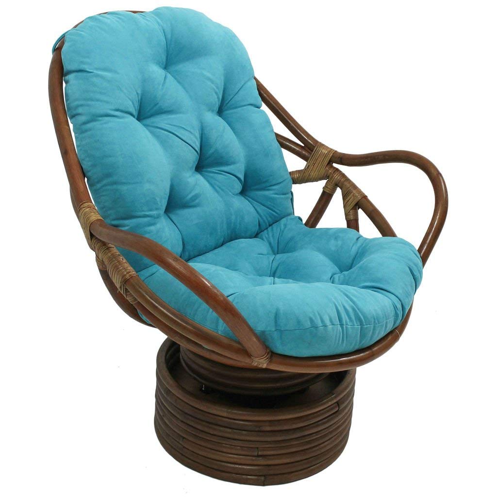 International Caravan Furniture Piece Rattan Swivel Rocker with Micro Suede Cushion