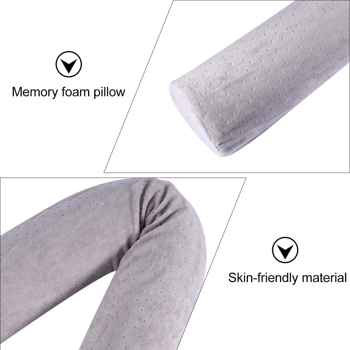 Ergonómico Espuma Viscoelástica Cilíndrica Almohada Cuello Cervical Diseño Soporte Alivio del Dolor para Uso en Cama y Escritorio