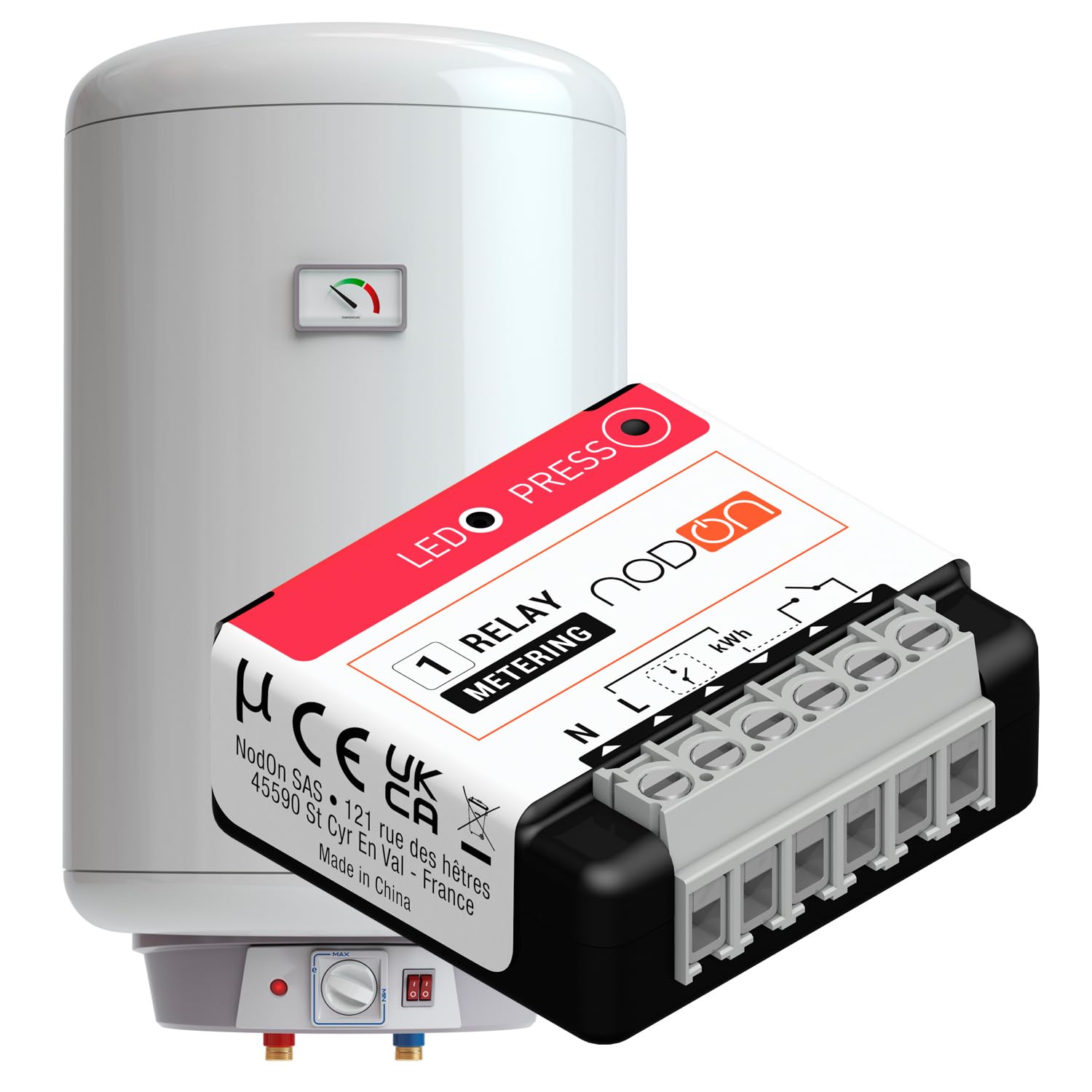 NodOn - Zigbee 3.0 - Módulo multifunción con medición consumo, contacto seco, 14A, control calderas, calentadores y radiadores, ahorro energético, Home Assistant, Homey, SmartThings, Jeedom, Z2M, ZHA