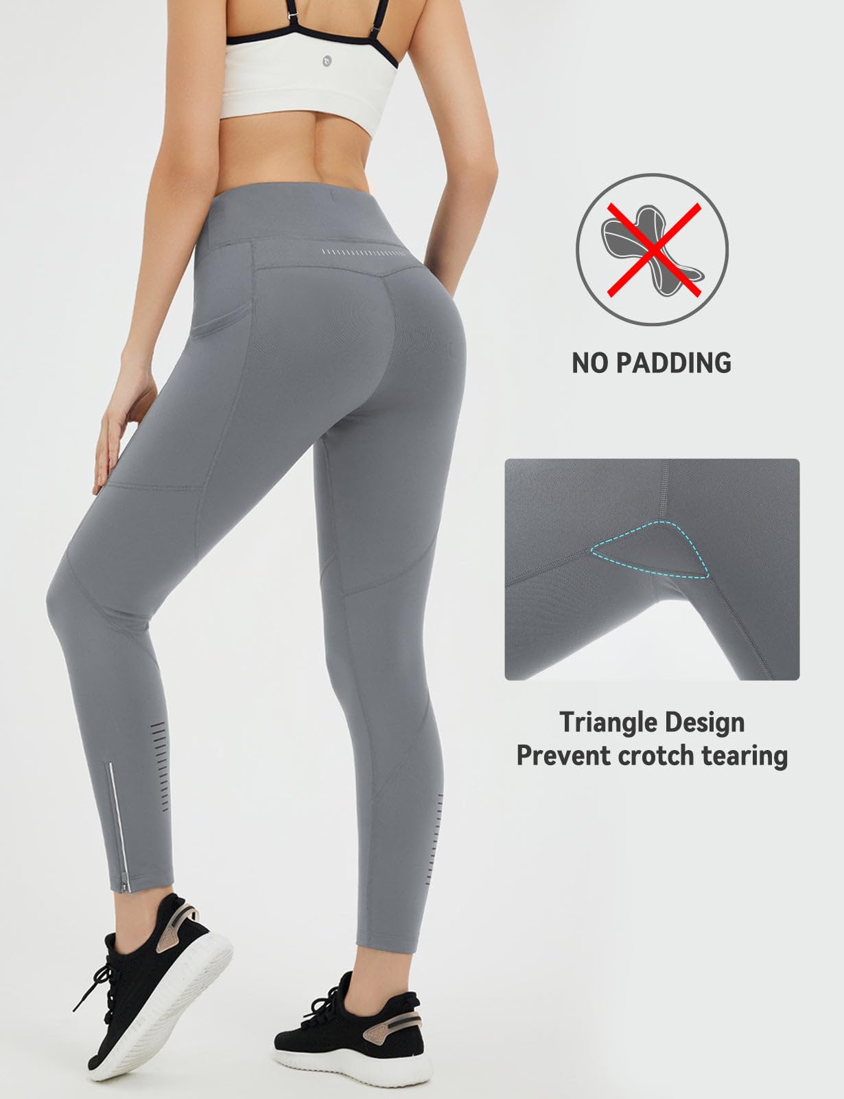 baleaf Leggings da corsa da donna foderati in pile con tasche per ciclismo a vita alta pantaloni da yoga casual