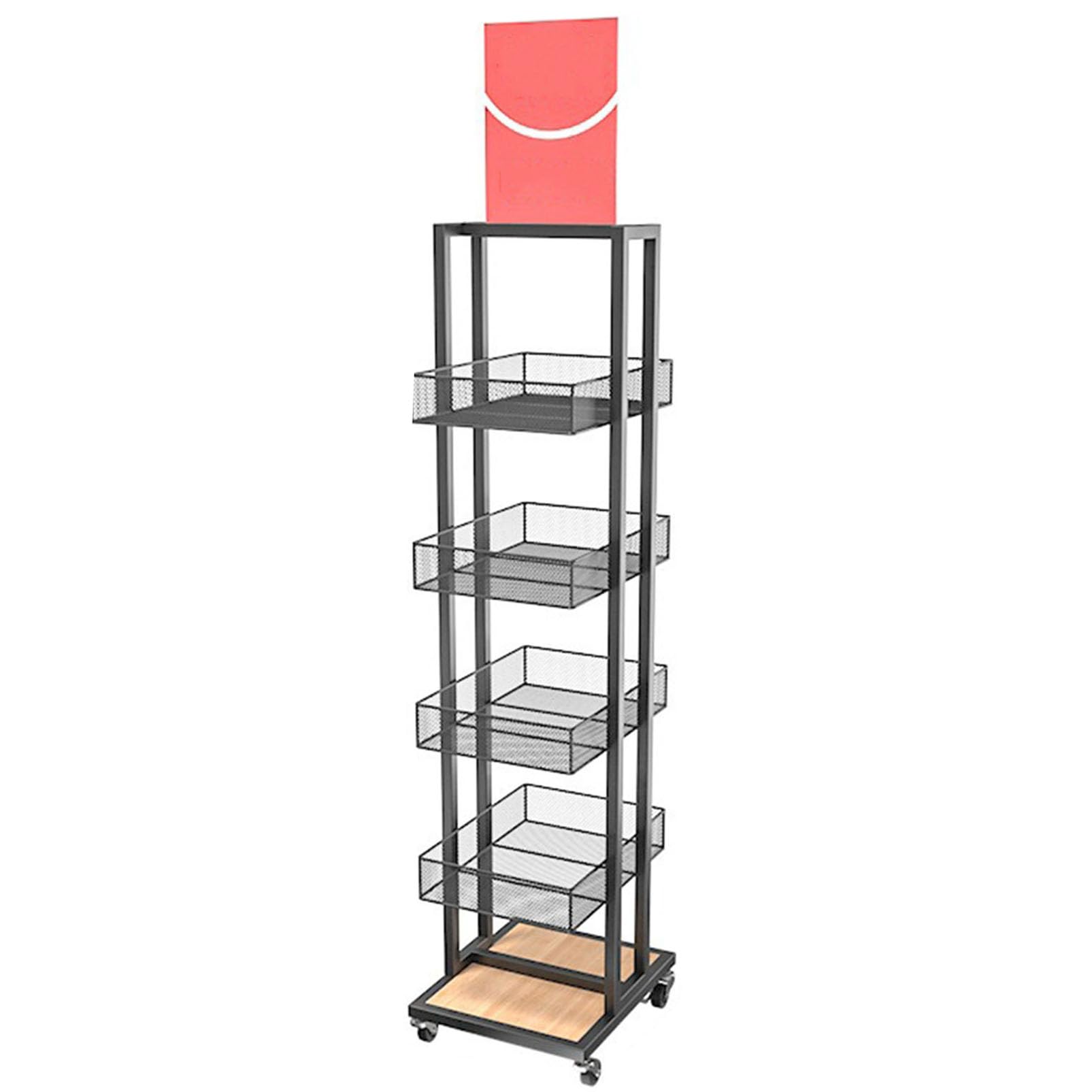 Snack-Ständer mit Rollen, Boden-Organizer für Süßigkeiten, Kartoffelchips, Obst und Gemüse, Einzelhandel-Aufbewahrungsregal, Multi-Shelf-Ständer für einfachen Zugang
