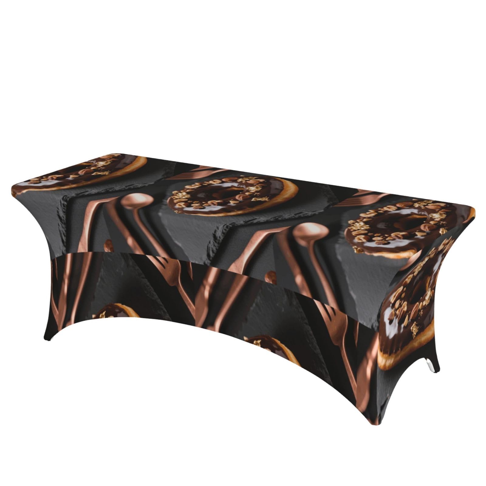 LMNGH Donut Decorative Tablecloth Protector for Wedding, Banquet & Parties6FT Spandex Rectangle Tablecloths, Stretch Washable Table Cloth Wrinkle Free Patio Table Cover