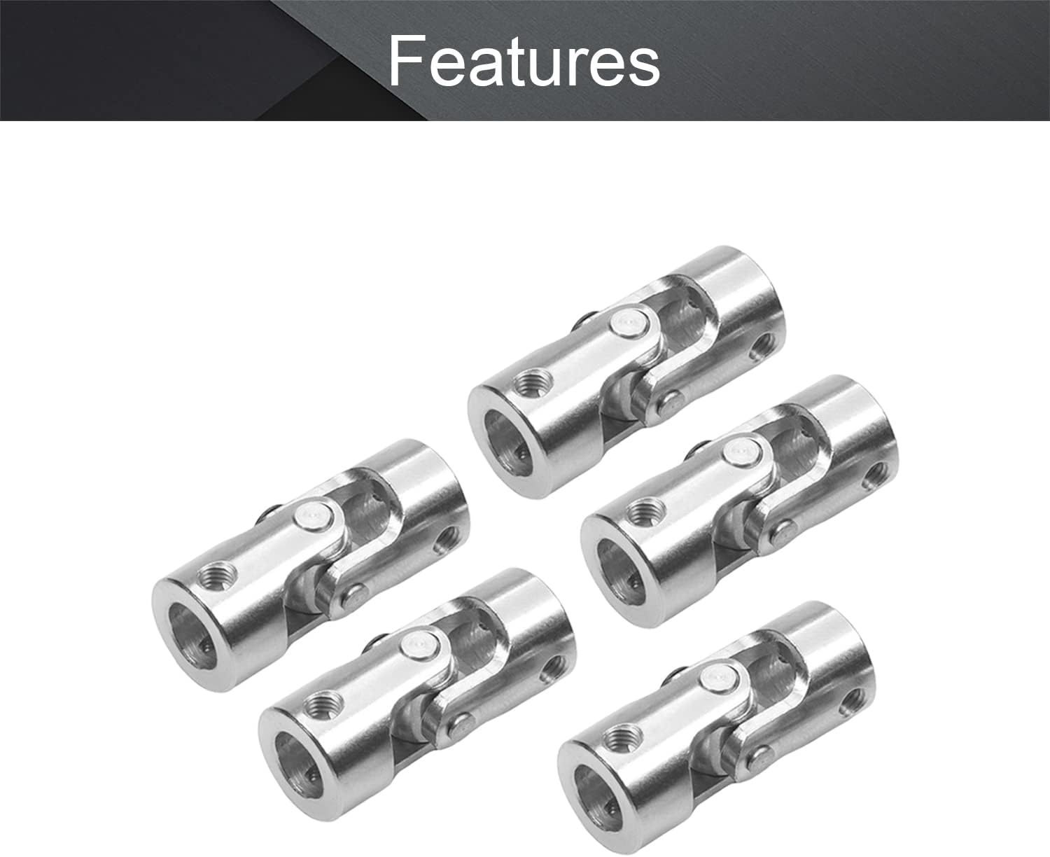 Fielect 5Pcs Rotatable Universal Steering Shaft U Joint Coupler 8mm to 8mm Bore Diameter Silver Tone for Electrical Engineering Equipment Motor