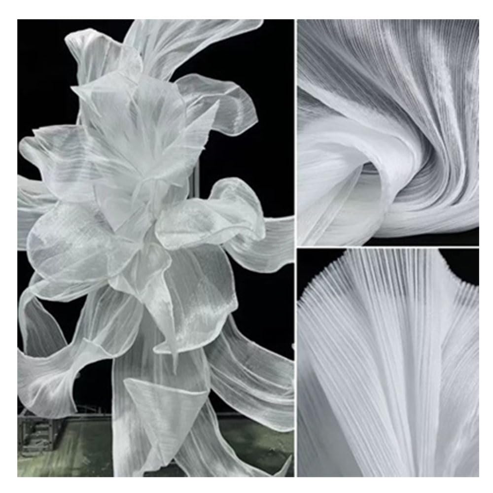 Tela de organza de 145 cm x 500 cm, brillante, transparente, suave, por metros, ribetes de gasa plisada, ideal para coser disfraces para vestidos, decoración de bodas, ropa, tela decorativa