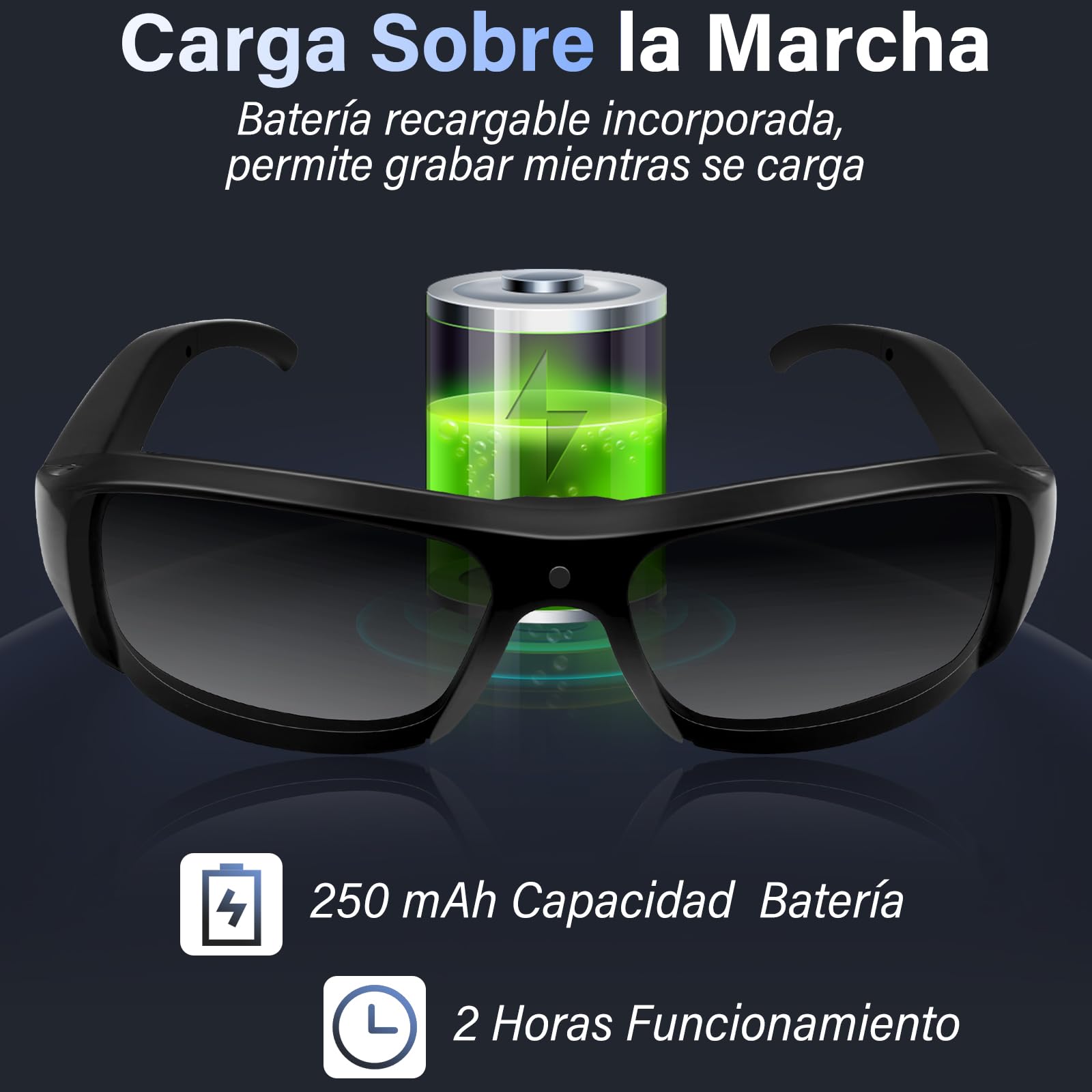Cámara Espía Gafas de Sol, Mini Camara Oculta HD,