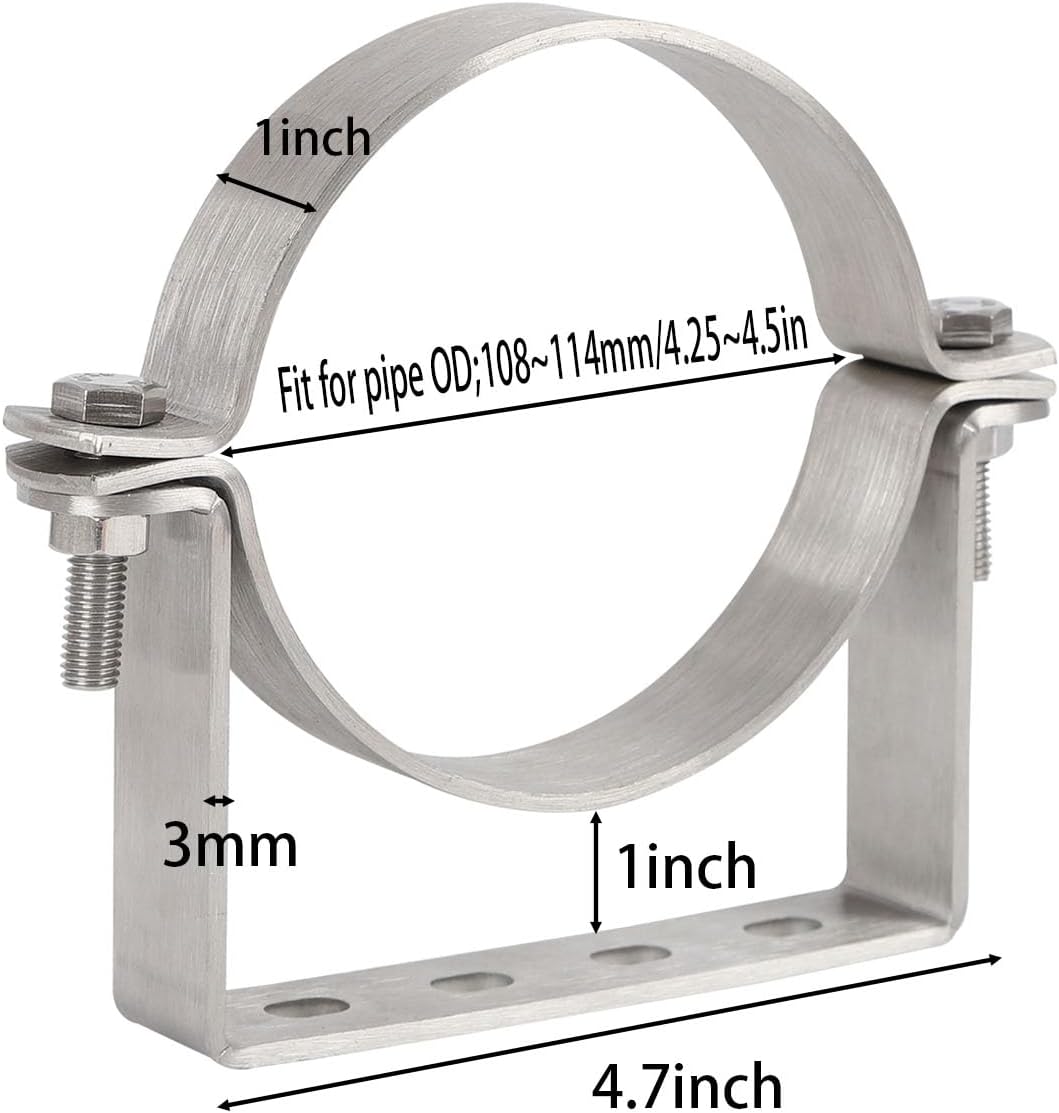 4-1/4inch Rigid Split Ring Hanger,304 Stainless Steel B Vent Wall Strap,Round Gas Vent Pipe Strap,Rigid Split Ring Hanger,Heavy Duty Split Ring Pipe Hanger(2 Pcs)