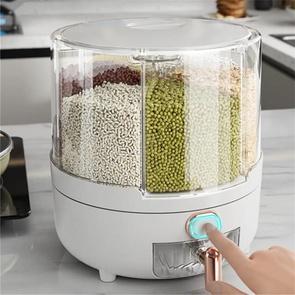 Rice Bucket Rotary Seal Grain Dispenser Home Storage Food Container