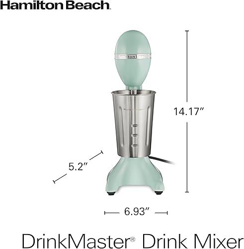Miniatura 8 de Hamilton Beach DrinkMaster - Mezclador eléctrico de bebidas, mezclador retro y espumador de leche, 2 velocidades, extra grande de 28 onzas, taza de