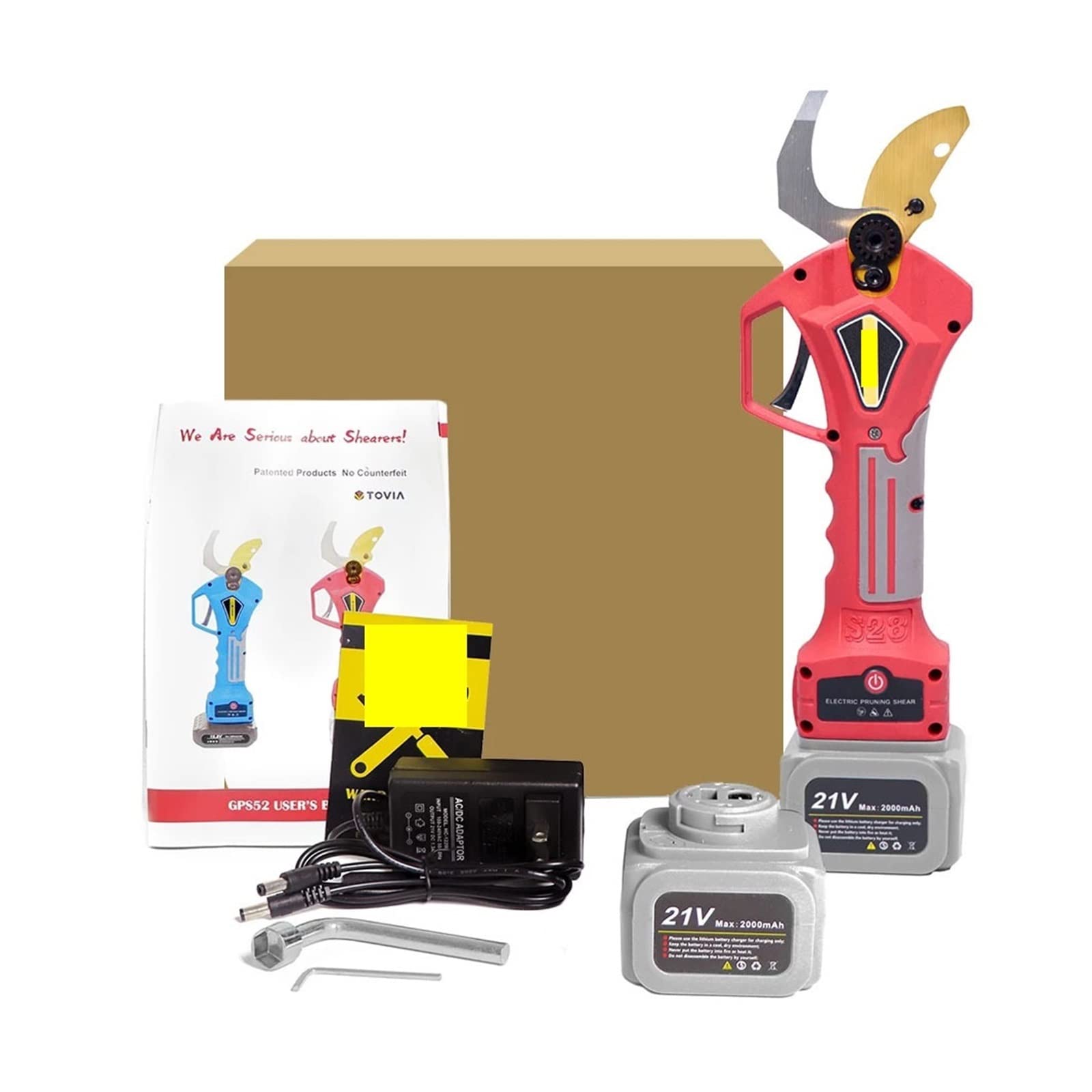 Sekatory Elektryczne Elektryczne nożyce do przycinania 400W bezszczotkowy akumulatorowy sekator zasilany litowo drzewo owocowe przycinanie Bonsai z 2 bateriami(Shears pole(Box))