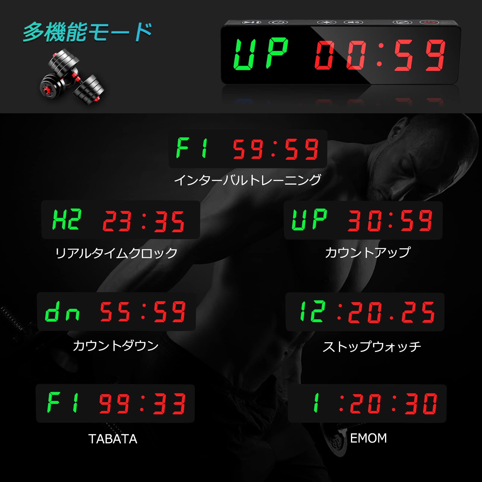 Amazon | Jhering スポーツタイマー、ポータブルフィットネスタイマー