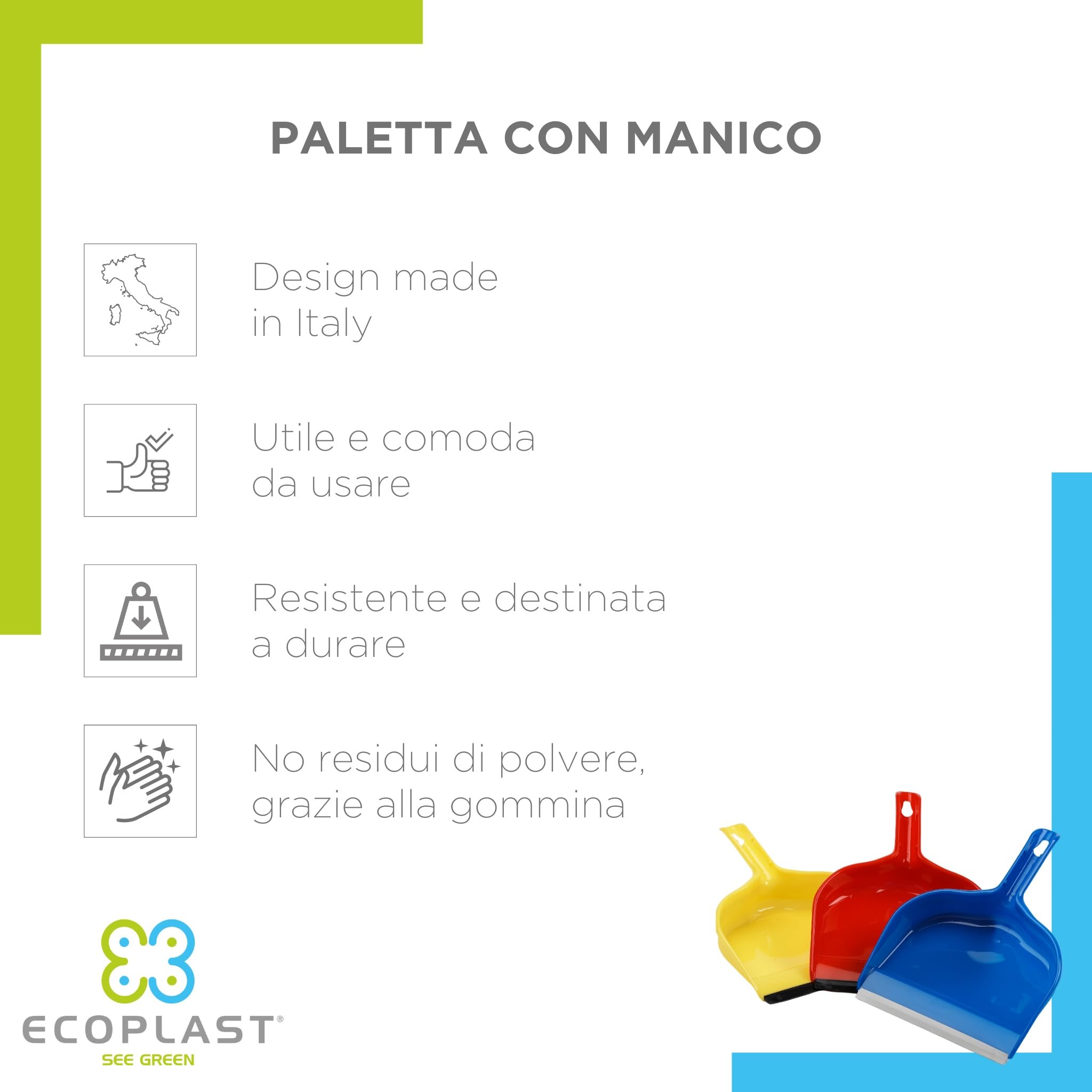 Paletta E Scopa Per Pulizia Casa In Plastica Riciclata - Colorata, Resistente E Made In Italy - Foto 7