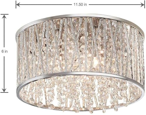 Miniatura 8 de 3-Light Polished Chrome and Crystal Flushmount