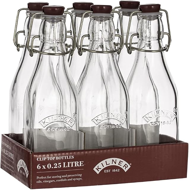 Kilner® Tray of 6 0.25 Litre Square Clip Top Bottles