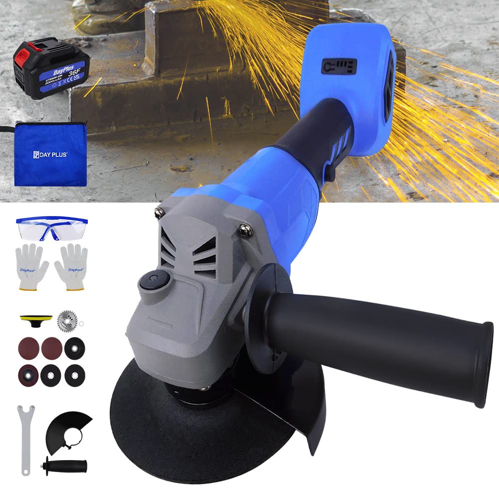 4.5Inch Cordless Angle Grinder Brushless, 10000RPM Variable Speed Cordless Grinder Tools Set with Battery & Charger, Handheld Portable Electric Grinder 4-1/2'' Saw Blade for Cutting Grinding Polishing