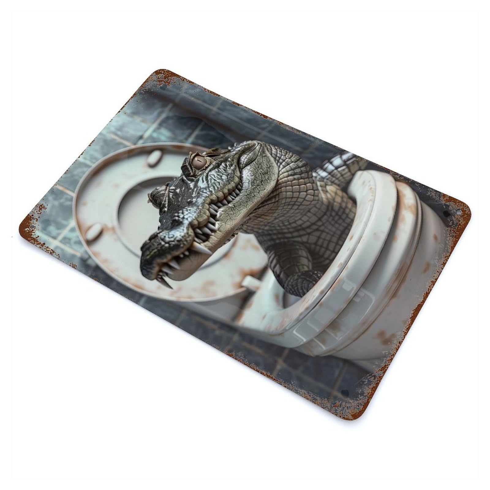 Crocodile Alligator Toilet Retro Metal Sign 11.8"x7.9", for Garage, Bar And Workshop Decor, Shabby Chic Decor