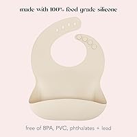 Vista 3 de AVA + OLIVER Juego de baberos de silicona - Baberos impermeables ajustables - Juego de 2