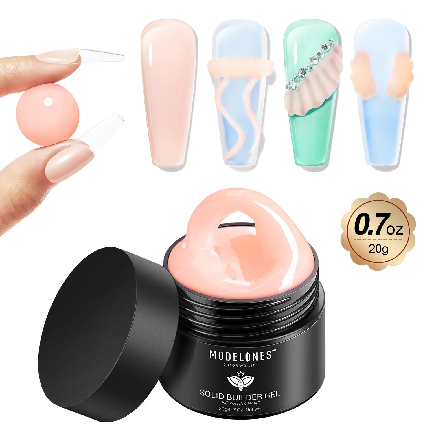 MODELONES Nude - Non-Stick Hands Solid Builder Gel from BELLE GAGA™ Nail Extension Gel Acrylic Gel Nail Strengthen Gel Nail Art Manicure (Nude)-image-42