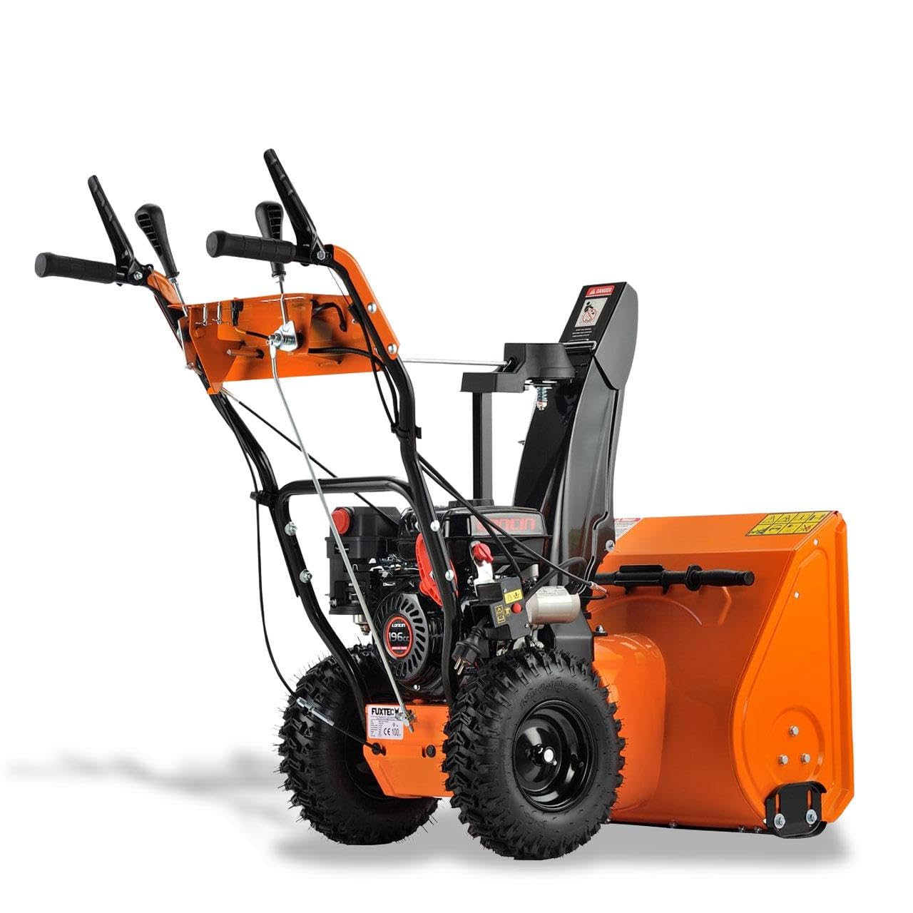 FUXTEC Benzin Schneefräse FX-SF2196 mit 196ccm (5,5 PS) 4-Takt-Motor - 61 cm Räumbreite, 51 cm Räumhöhe &11m Auswurfweite – E-Start, 4 Vorwärtsgänge & 1 Rückwärtsgang – schwenkbarer Auswurfschacht