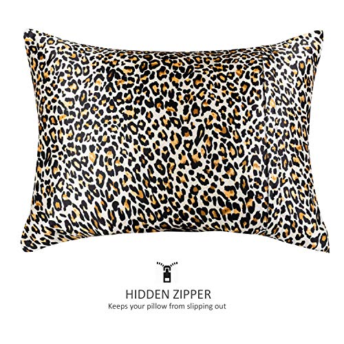 Image of BLISSFORD Luxury Satin Pillowcase with Zipper, King (1-Pack) Size, Jaguar Print (Silky Satin Pillow Case for Hair)