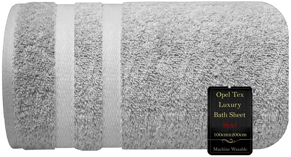 Super Jumbo Bath Sheet (100cm x 200cm-600GSM) 100% Egyptian Cotton Extra Large Bath Towel Super Soft Hotel Quality Towel Quick Dry XXL Bath Sheet Big Towels & Beach Towels (Silver)