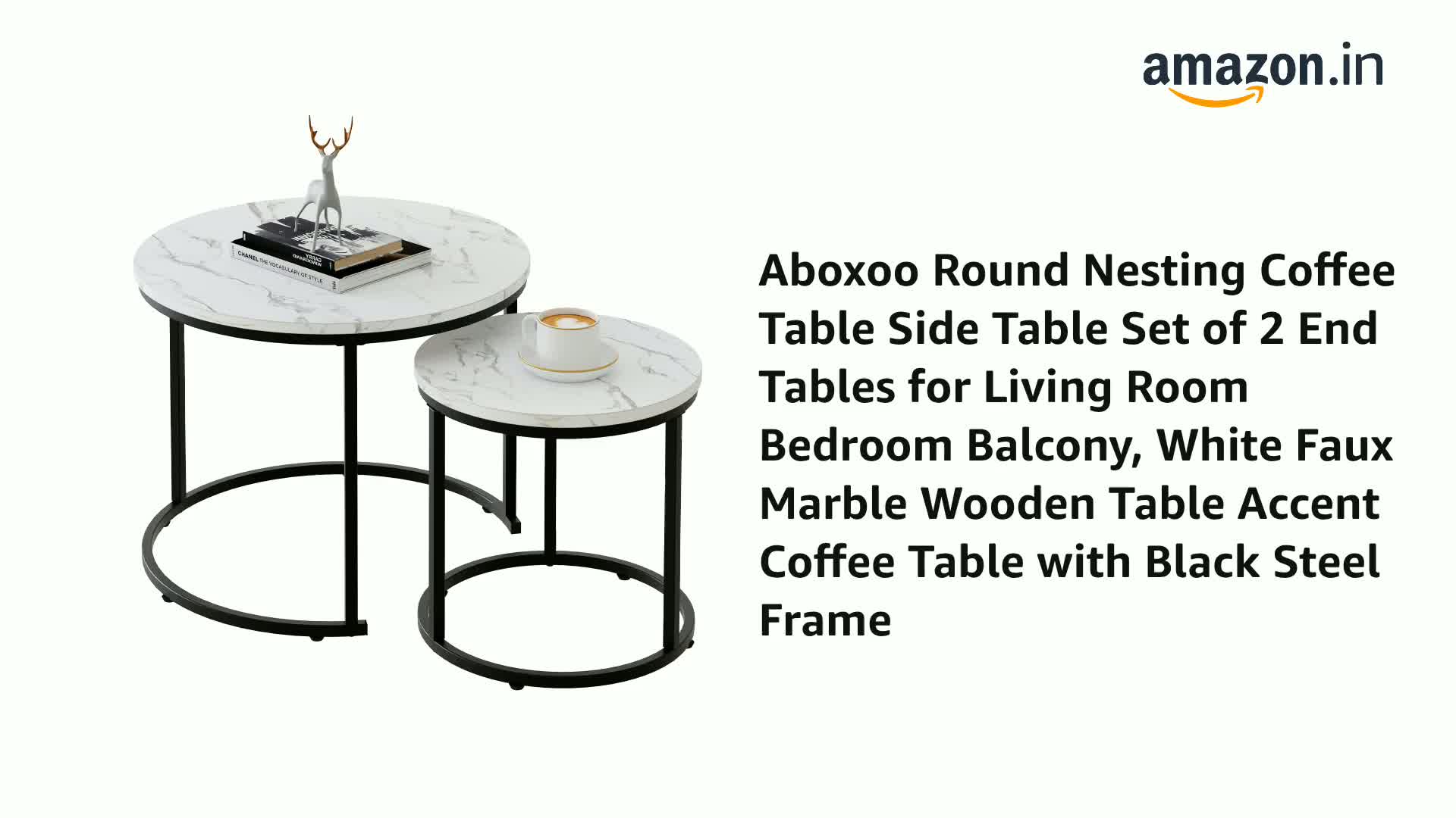 Aboxoo Coffee Table Nesting Side Set Of 2 End Table Top Sturdy Etal