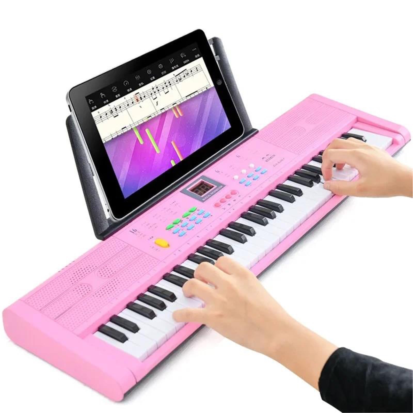 Pianino Elektroniczne 61 Klawiszowe Pianino Elektroniczne Dla Początkujących Przenośne Z Mikrofonem(Pink)