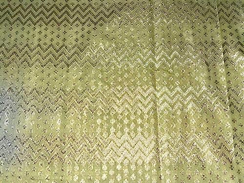 Chanderi Silk Fabric Geometric Print Dusty Yellow 44