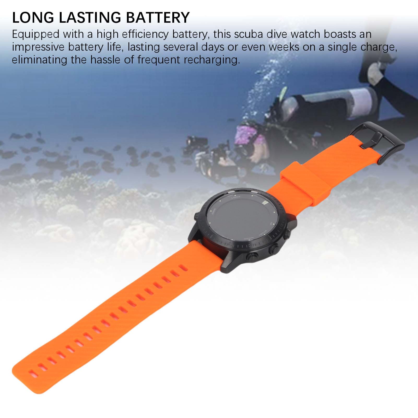Orologio da Computer Subacqueo Impermeabile Fino a 100 M di Lunga Durata della Batteria per Professionisti delle Immersioni Subacquee Lega di Silicone Ti