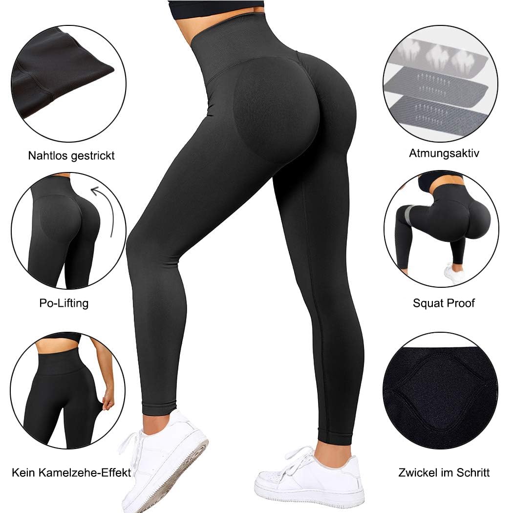 RXRXCOCO Leggings deportivos de cintura alta para mujer, largos, opacos, push-up, para correr, para correr