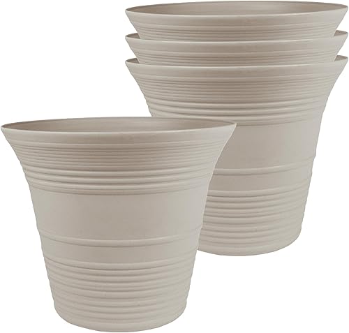 Miniatura 93 de The HC Companies Sedona - Maceta redonda de autorriego – Maceta ligera de cuidado personal – Maceta de plástico para hierbas y más – Macetas Gris