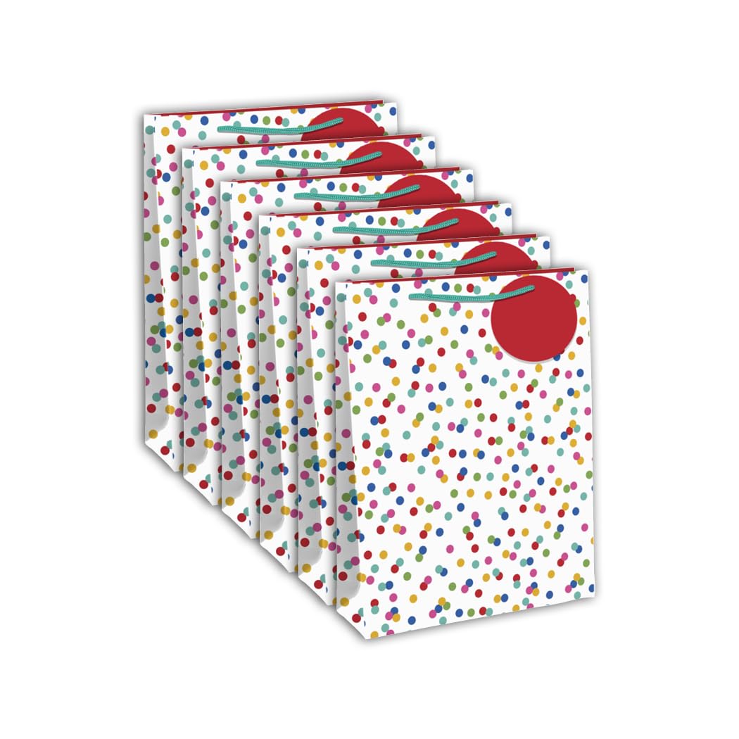 Clairefontaine 26988-2Cpack - A Set of 6 Excellia Gift Bags- Large size - 26,5x14x33 cm - 210g - Design : Multicoloured Dots - Ideal for Games, Puzzles, Gifts