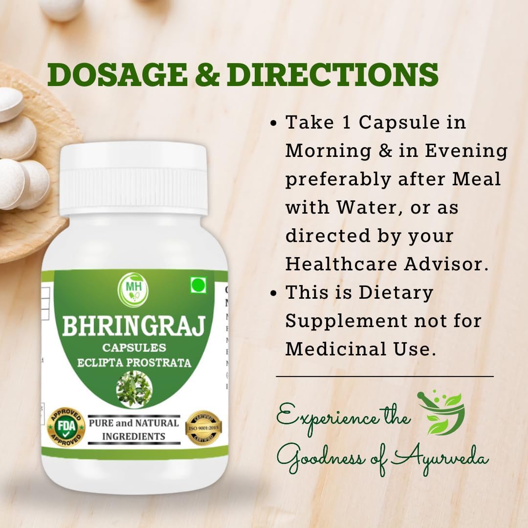 Bhringraj (Eclipta prostrata) Capsules | Made with Natural Ingredients | Pack of 60 Capsules | 500mg per Serving - Image 7