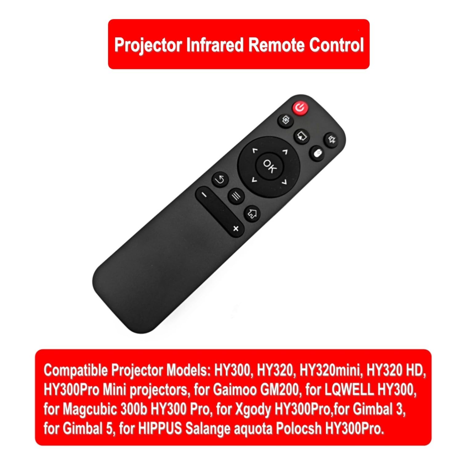 JZK Control Remoto Repuesto miniproyector para Xgody HY300 ‎HY300 Pro, Controlador Universal para Gaimoo GM200, para Gimbal 3/5, para Maypug P1, para Hippus HY320 — view 5