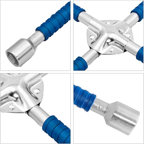 Miniatura 4 de ETERNA Llave de cuatro vías profesional de 18 pulgadas, llave cruzada de tuerca de rueda de automóvil, llave de enchufe universal resistente,