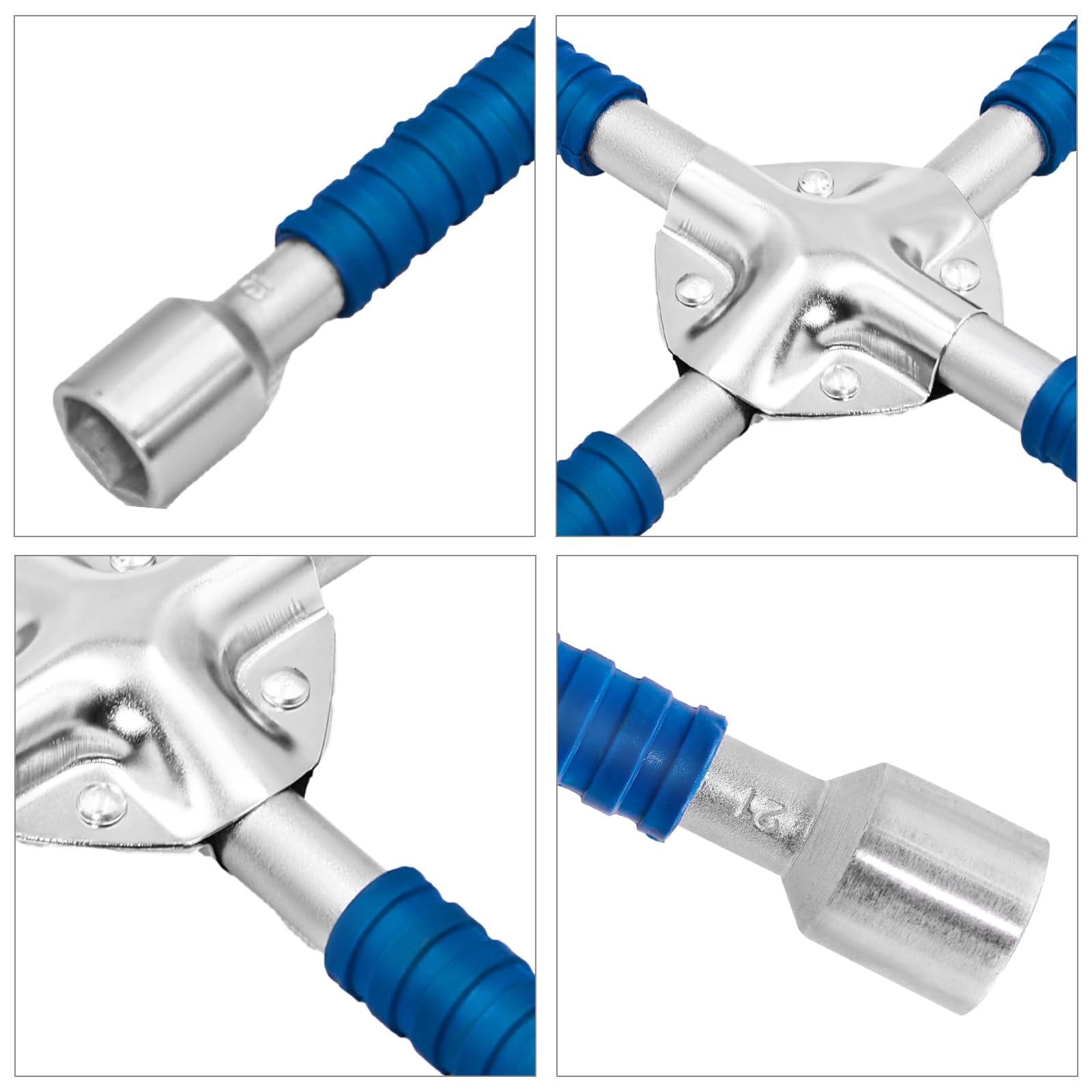 ETERNA Chiave a bussola professionale a quattro vie da 35,6 cm, chiave a croce per dadi delle ruote dell'auto, chiave a bussola universale resistente, strumento di riparazione pneumatici in acciaio al